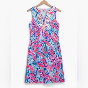 Lilly Pulitzer | Cosmic Coral Cracked Up Lobster Roll Harper Shift Dress XXS